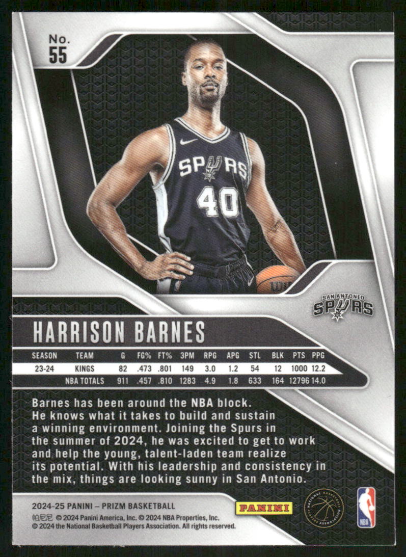2024-25 Panini Prizm Harrison Barnes #55 Basketball