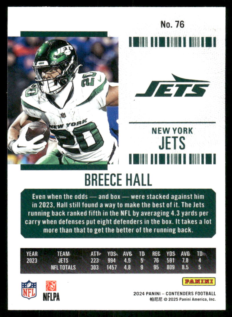 2024 Panini Contenders Football Breece Hall #76 Football
