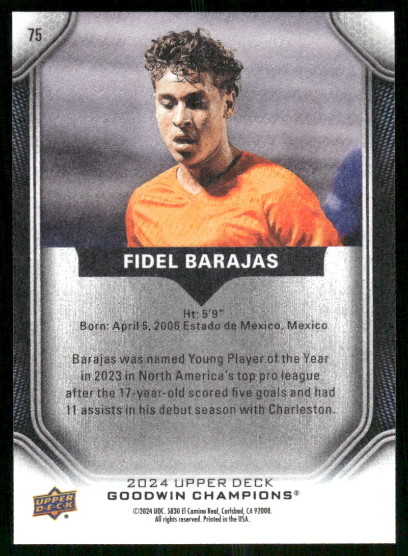 2024 Upper Deck Goodwin Champions Fidel Barajas #75 Soccer