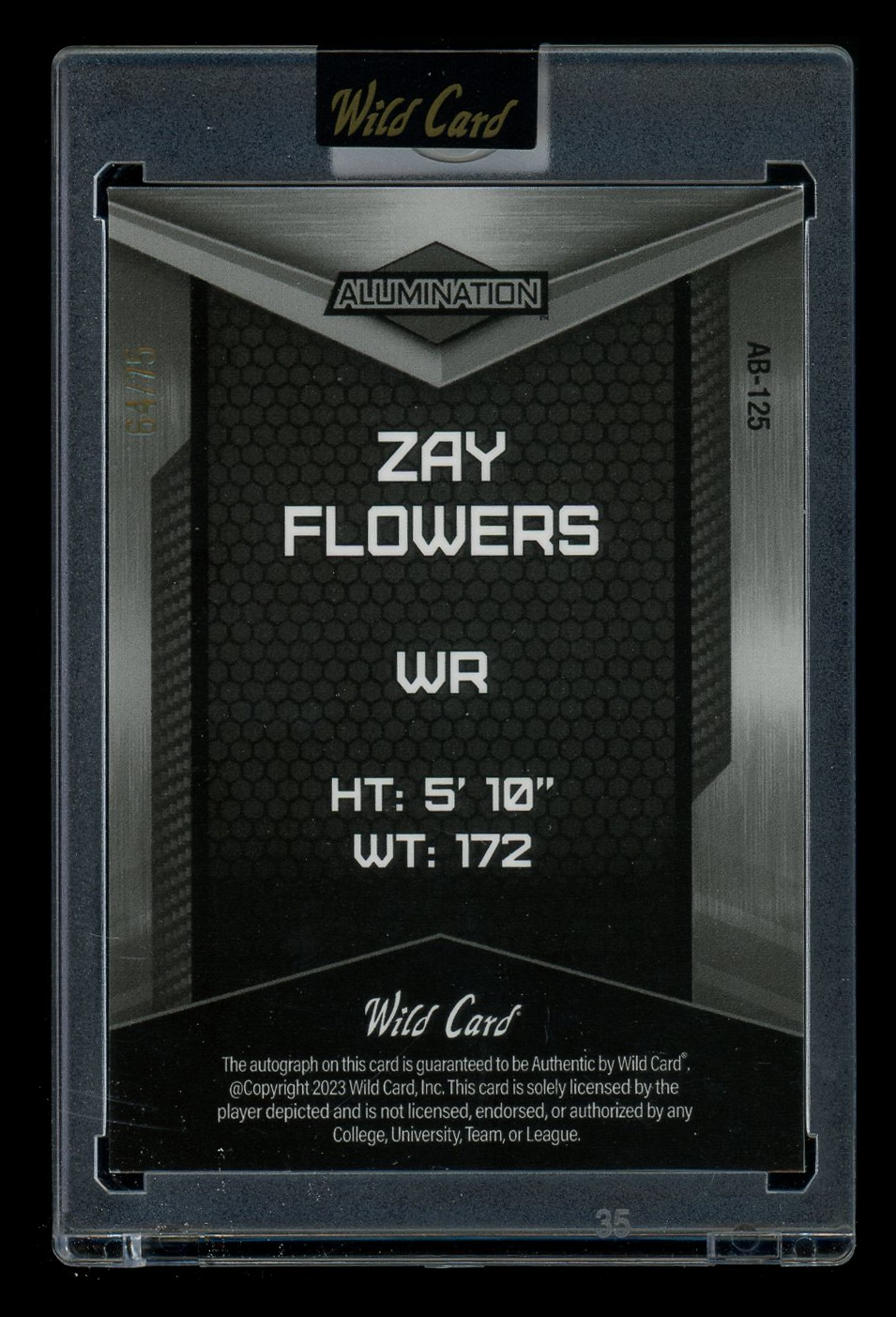 Wild Card Alumination Zay Flowers #AB-125 64/75 Football