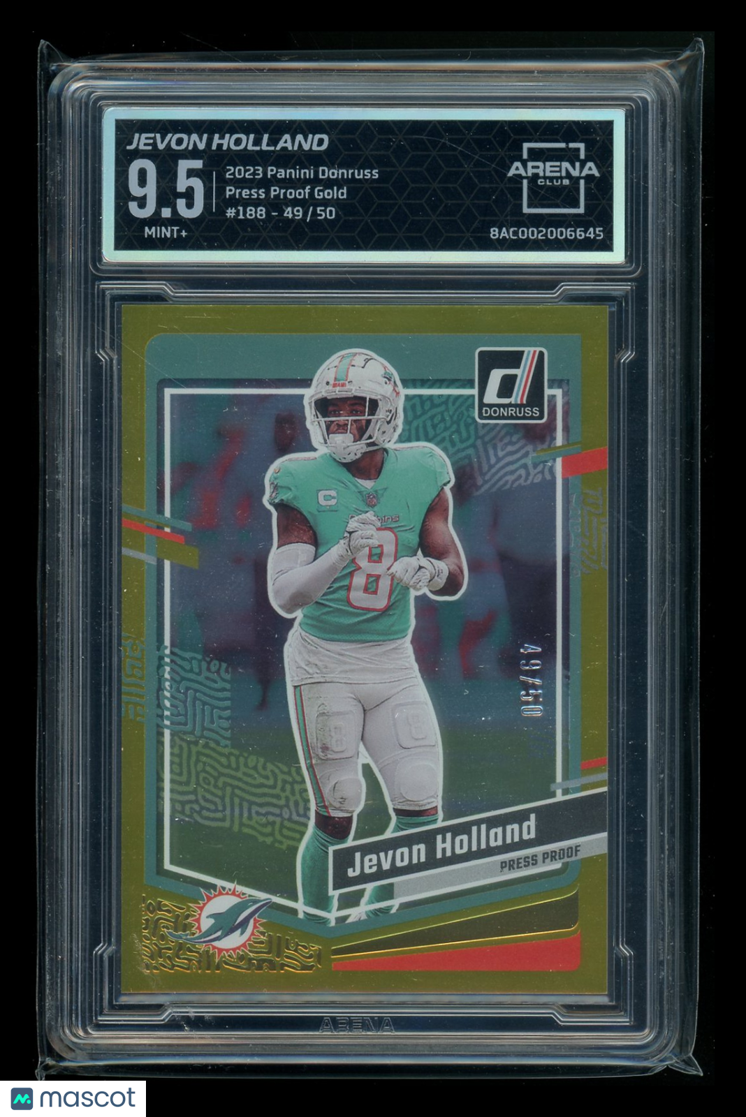 2023 Panini Donruss Press Proof Gold Jevon Holland #188 49/50 AC 9.5