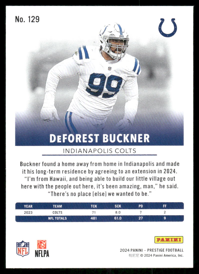 2024 Panini Prestige DeForest Buckner #129 Football