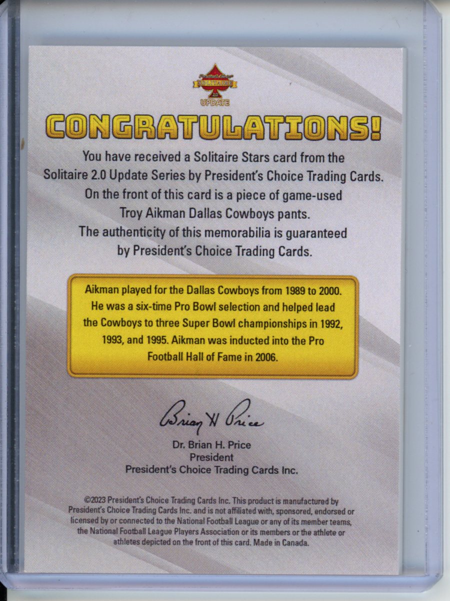 2023 President's Choice Troy Aikman 1/1 Football