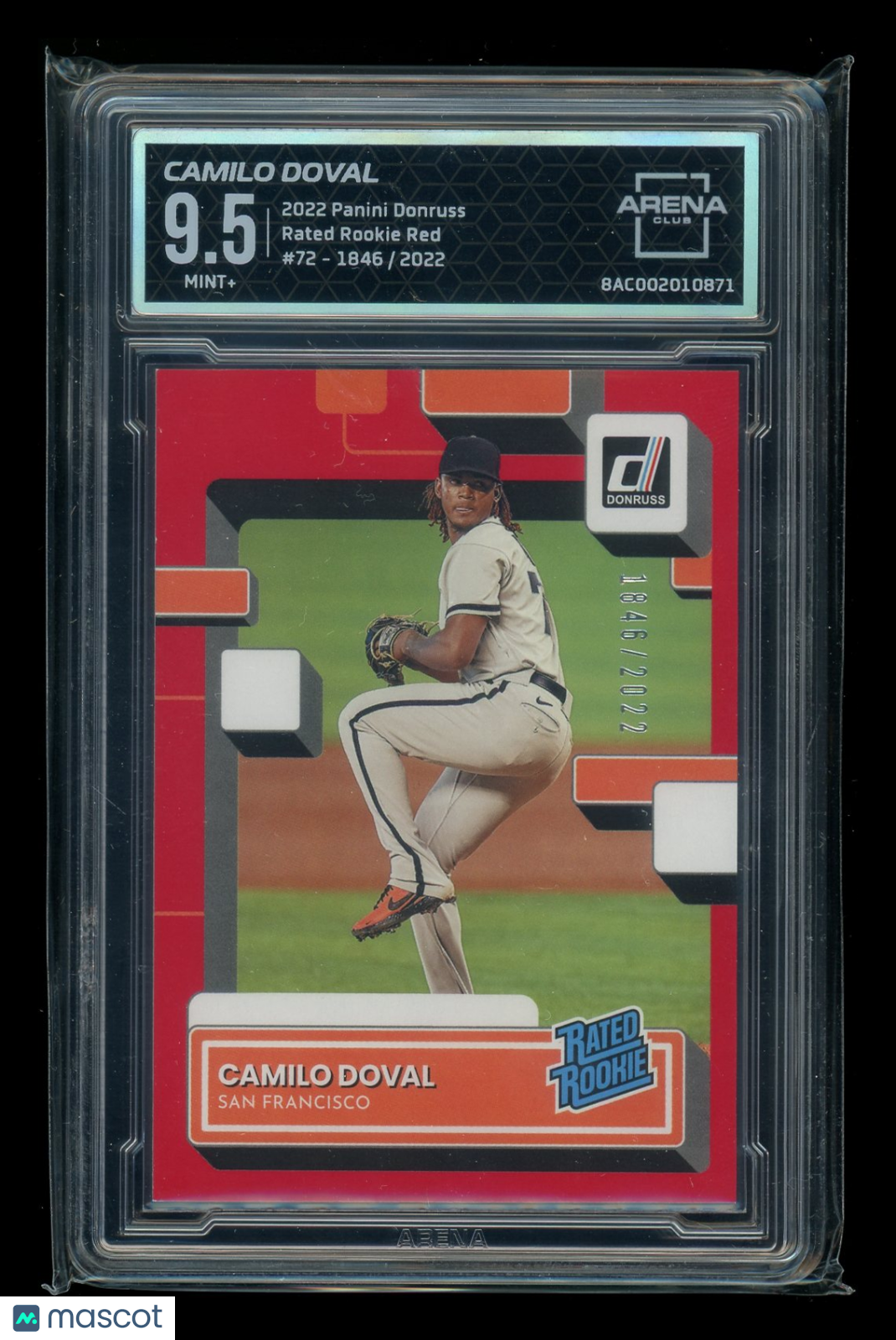 2022 Panini Donruss Rated Rookie Red Camilo Doval #72 1846/2022 AC 9.5