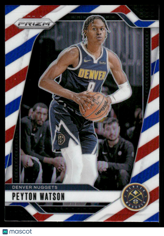 2024-25 Panini Prizm Basketball Peyton Watson #133 Red White Blue Basketball