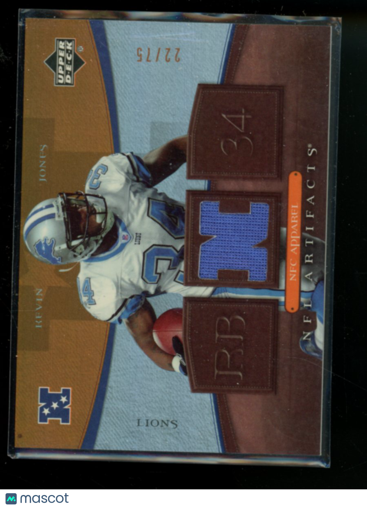 2007 Upper Deck NFL Artifacts Kevin Jones #NFL-KJ Jersey Patch 22/75 Football