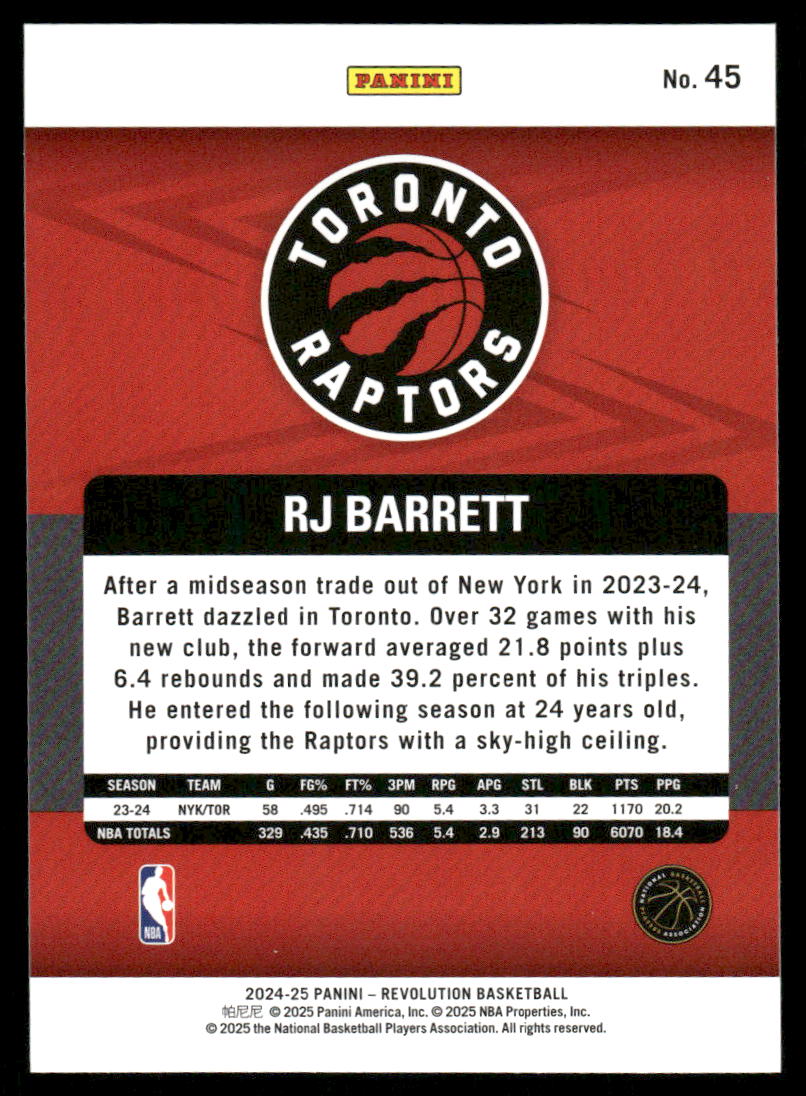 2024-25 Panini Revolution RJ Barrett #45 Basketball