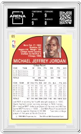 1990-91 NBA Hoops Michael Jordan #65 Basketball Arena Club 7.5