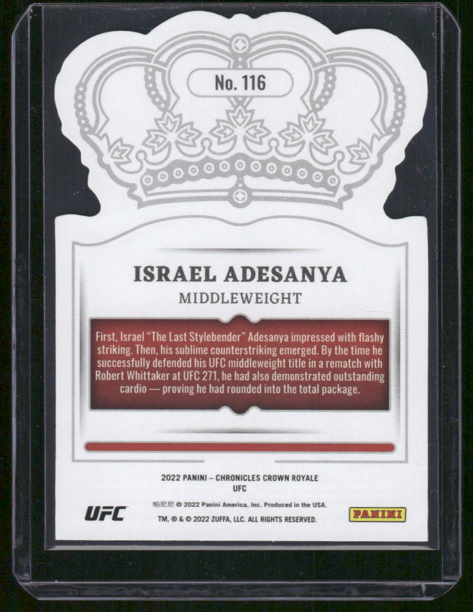 2022 Panini Chronicles Crown Royale Israel Adesanya #116 MMA