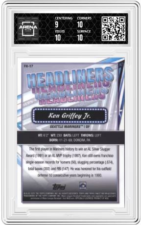 2023 Topps Finest Ken Griffey Jr #FH-17 Headliners Baseball Arena Club 9.5