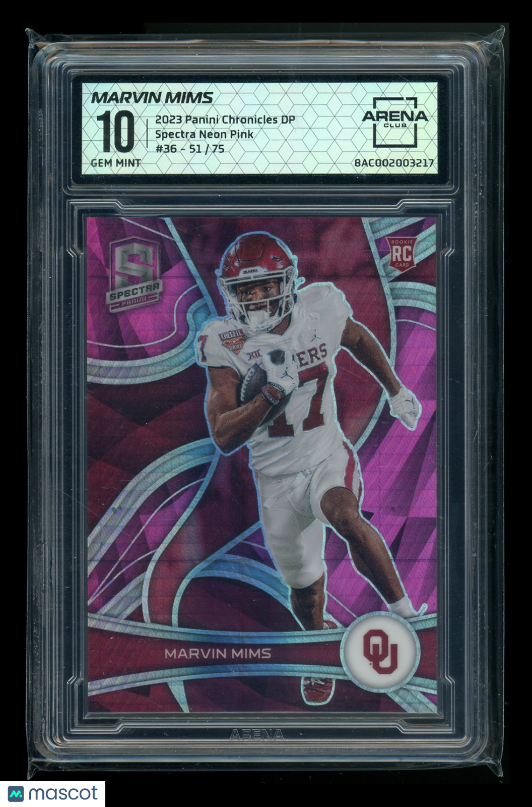 2023 Panini Chronicles Spectra Neon Pink Marvin Mims #36 51/75 RC Arena Club 10