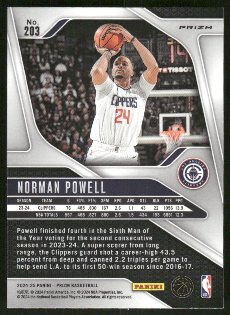 2023-24 Panini Prizm Basketball Norman Powell #203 Pink Ice Basketball