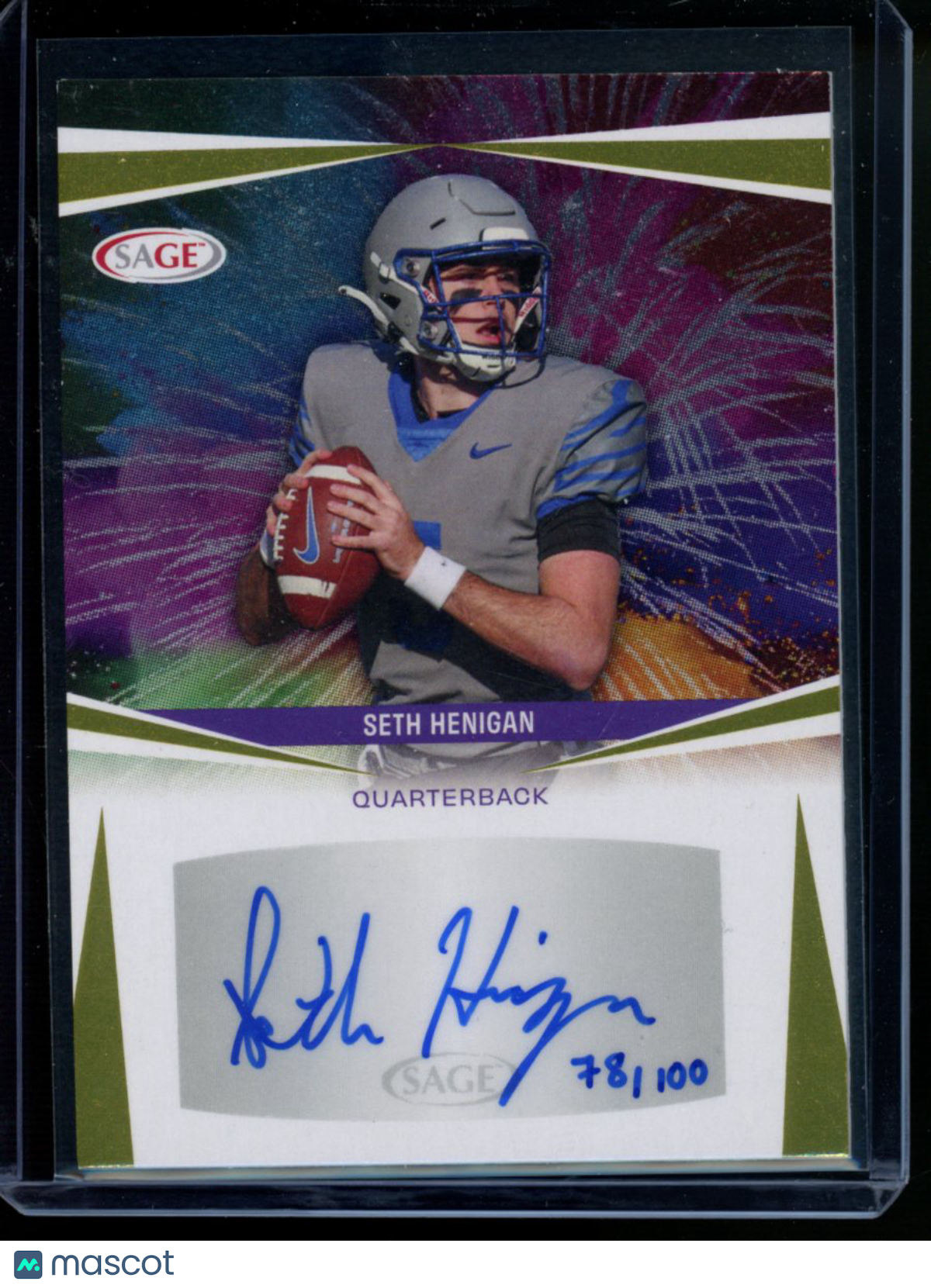 2025 SAGE Seth Henigan #A-SH Auto 78/100 Football