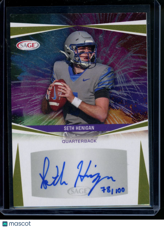 2025 SAGE Seth Henigan #A-SH Auto 78/100 Football