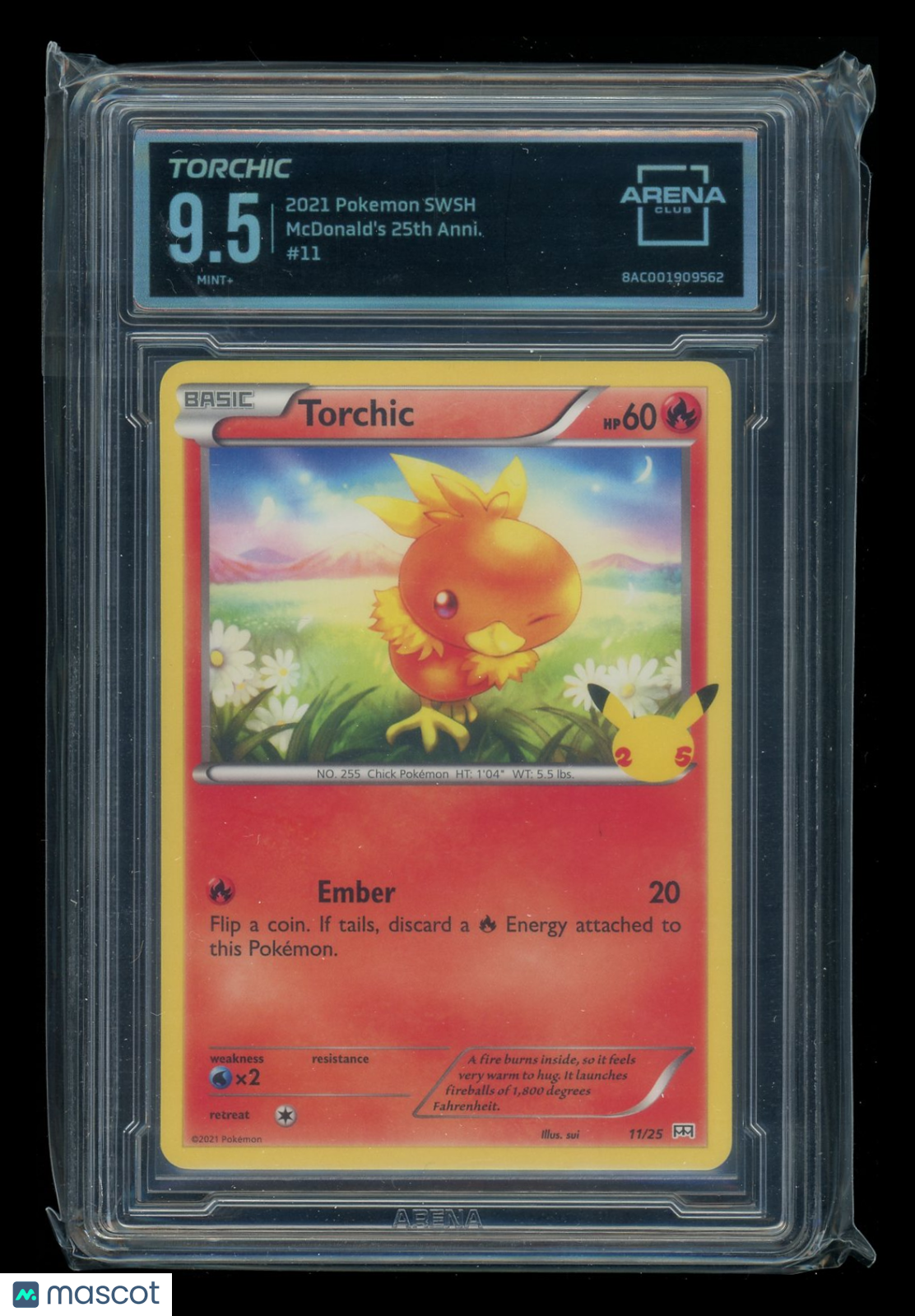 Torchic #11/25 Arena Club 9.5 2021 Pokemon SWSH McDonald's 25th Anniversary