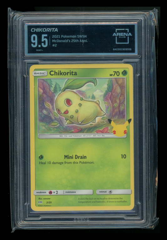 Chikorita #2/25 Arena Club 9.5 2021 Pokemon SWSH McDonald's 25th Anniversary