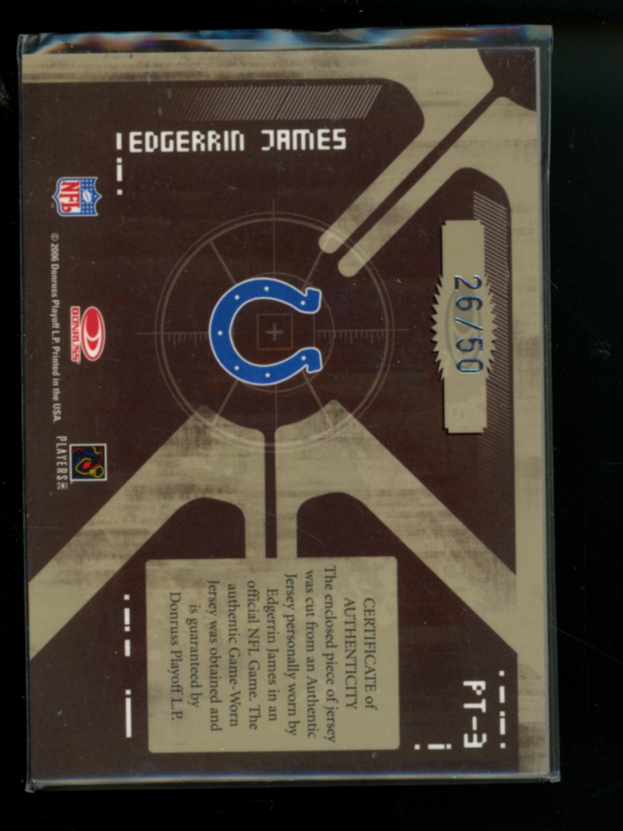2004 Donruss Elite Prime Targets Edgerrin James #PT-3 Jersey Patch 26/50