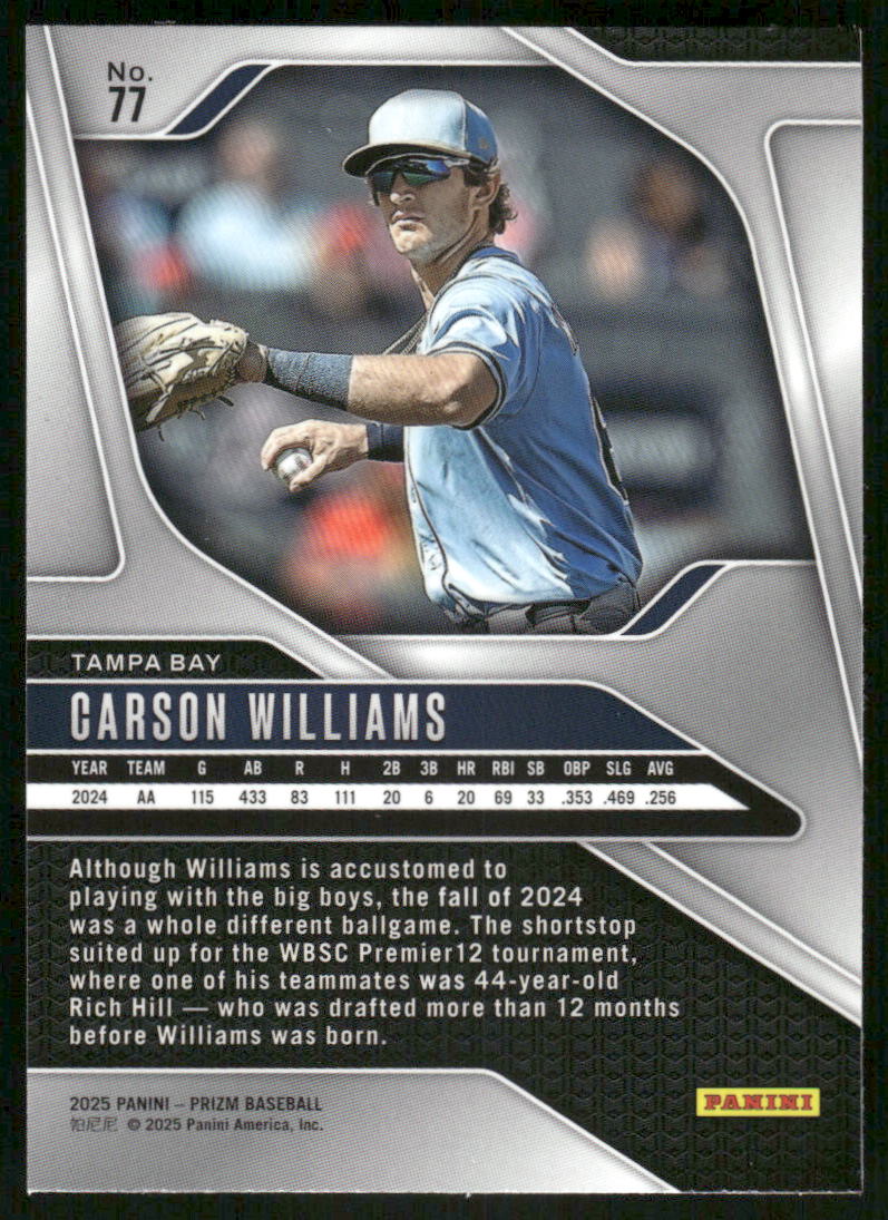 2025 Panini Prizm Baseball Carson Williams #77 Baseball
