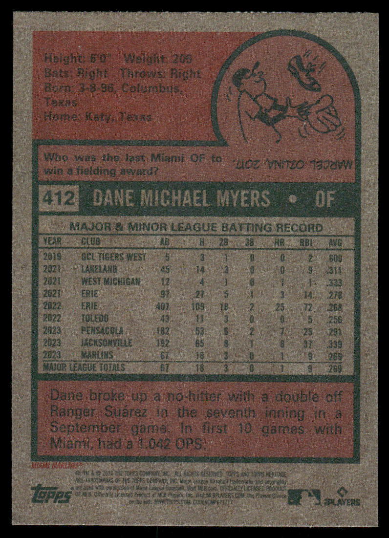2024 Topps Heritage Dane Myers #412 RC Baseball