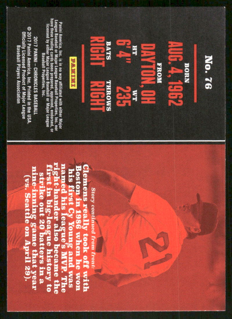 2017 Panini Chronicles Roger Clemens #76 Baseball