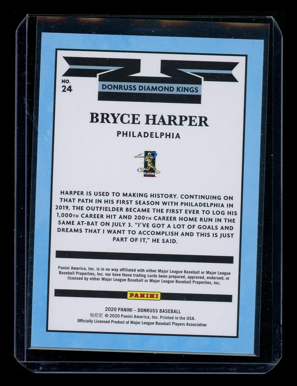 2020 Donruss Diamond Kings Bryce Harper #24 Blue Baseball