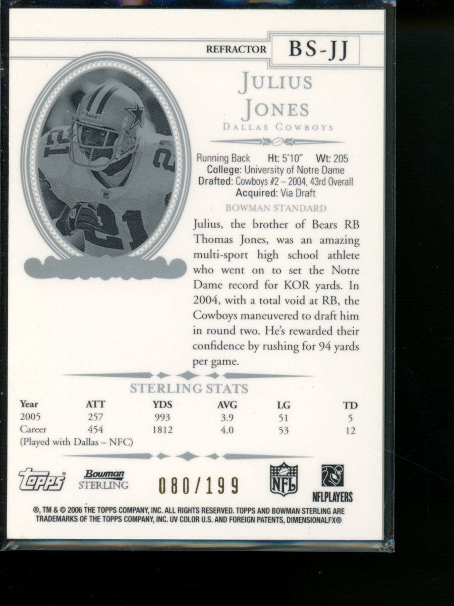 2006 Bowman Sterling Julius Jones #BS-JJ Refractor Authentic Game-Worn Jersey