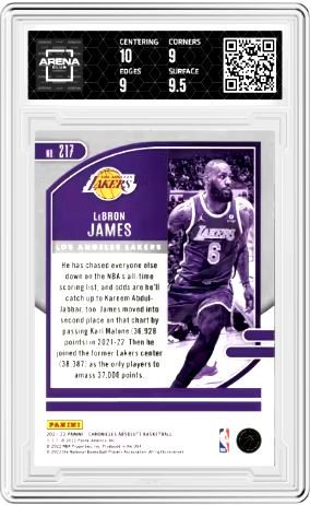 2021-22 Panini Chronicles LeBron James #217 Absolute Basketball Arena Club 9.5