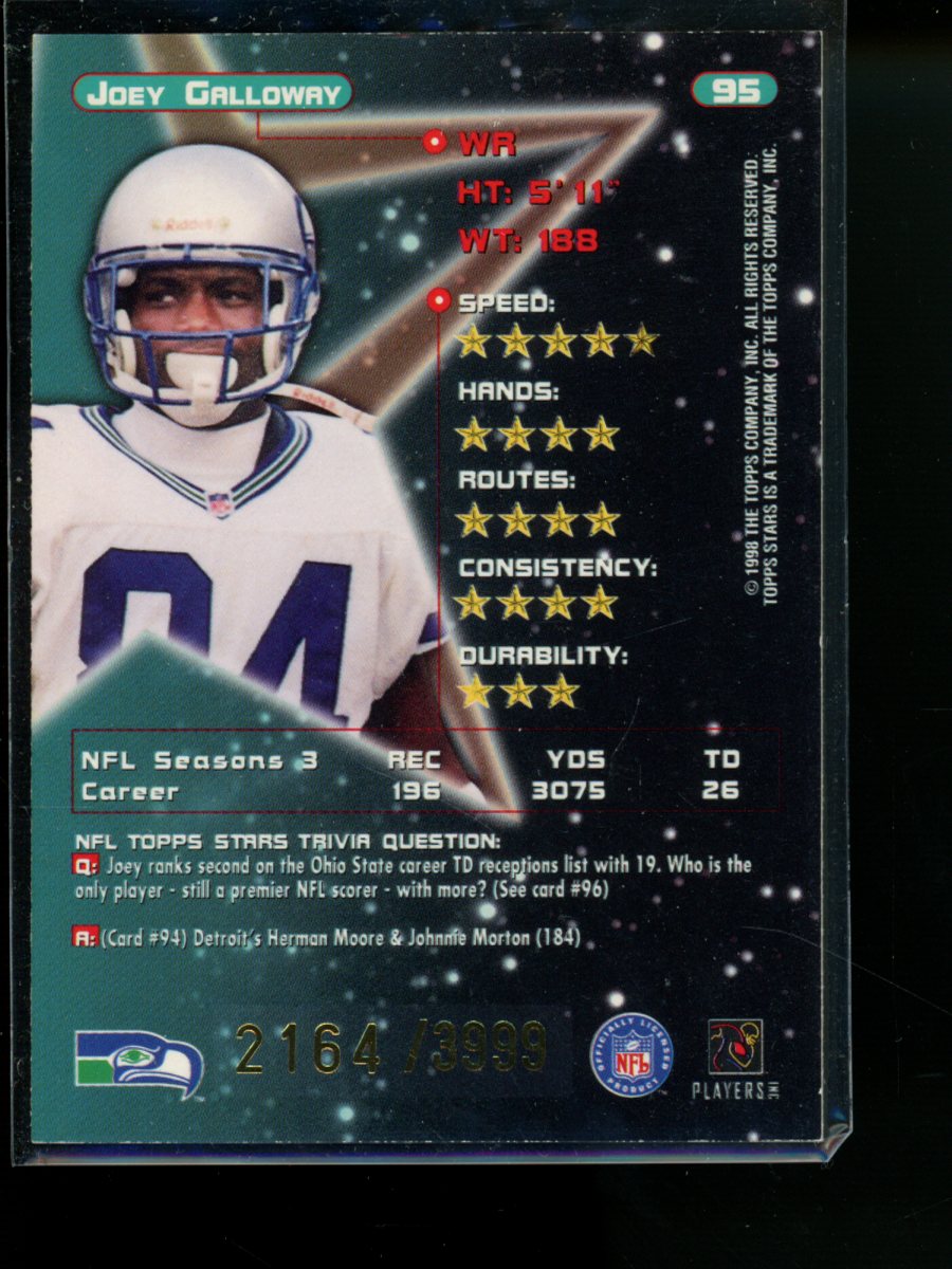 1997 Topps Stars Joey Galloway #95 2164/3999 Football
