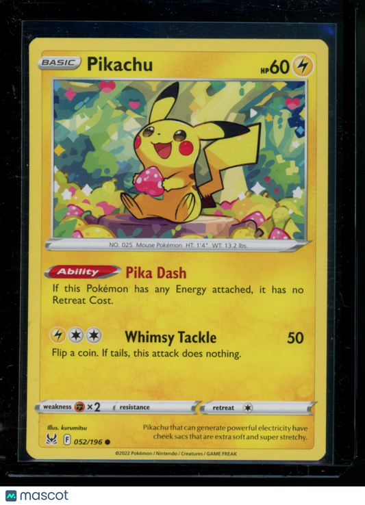 Pokemon TCG Pikachu #052/196 052/196 2022 Pokemon Sword & Shield Lost Origin