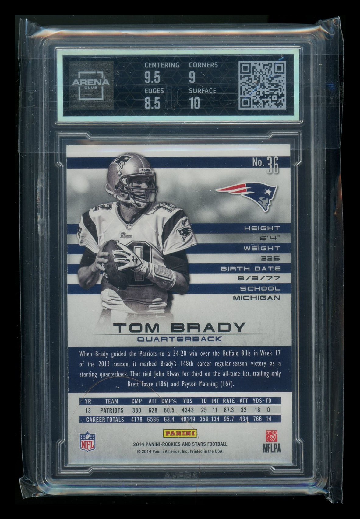 2014 Panini Rookies & Stars Tom Brady #36 Football Arena Club 9