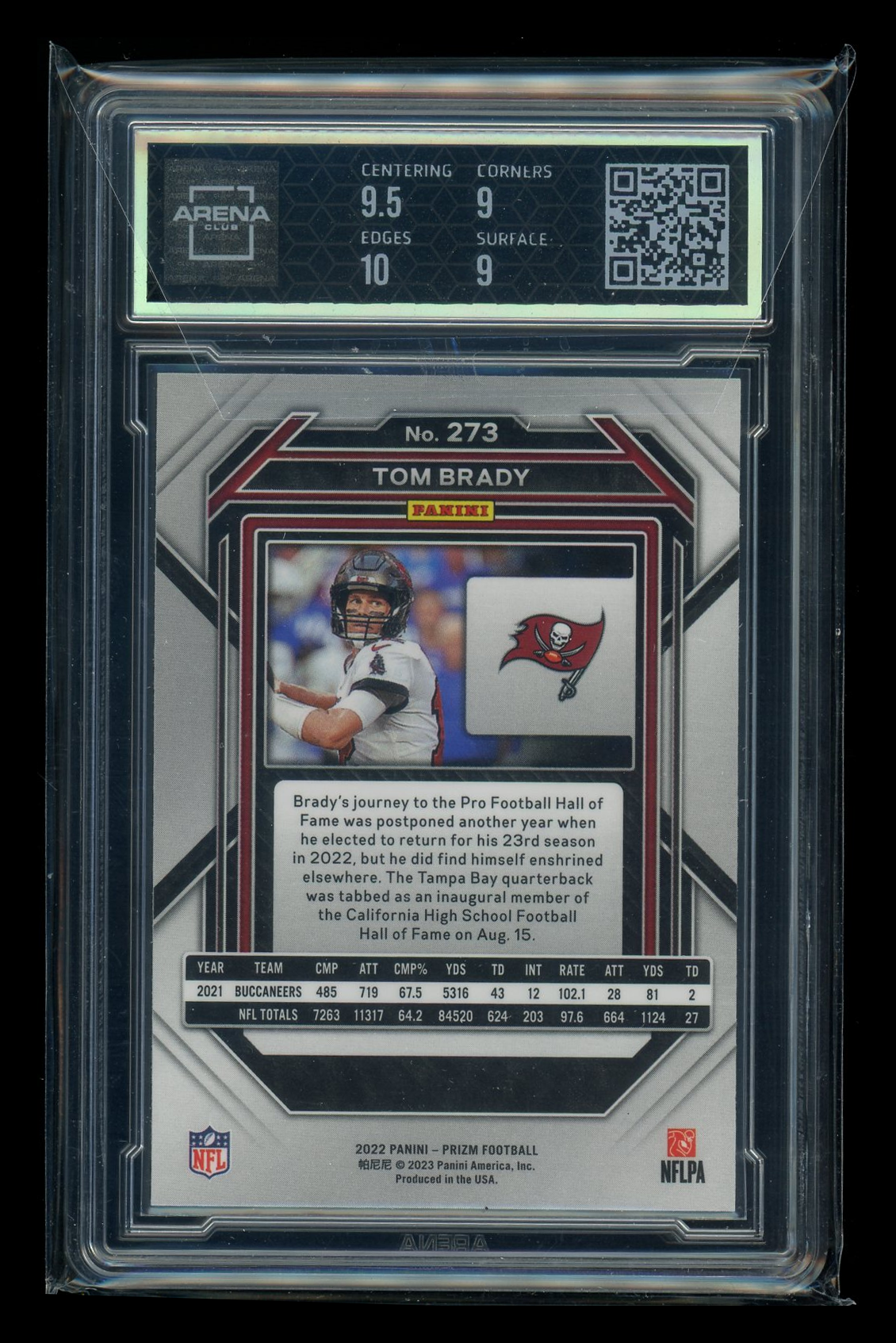 2023 Panini Prizm Tom Brady #273 Football Arena Club 9.5