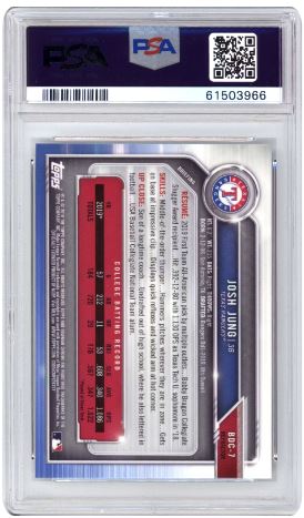 2019 Bowman Draft Josh Jung #BDC7 Chrome With Helmet Refractor Baseball PSA 9