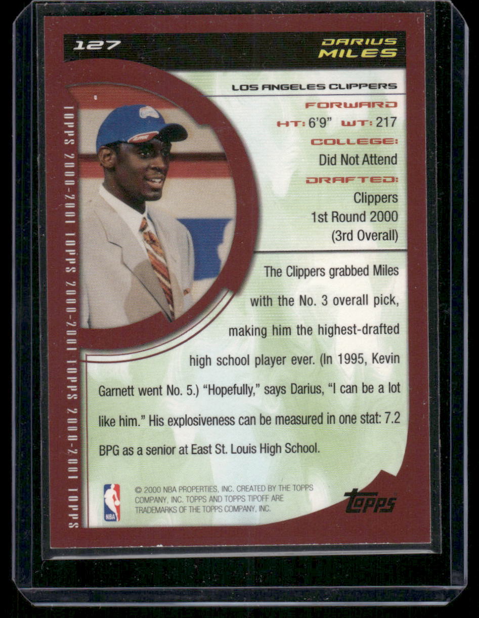 2000 Topps Tipoff Rookie Card Darius Miles #127 Basketball