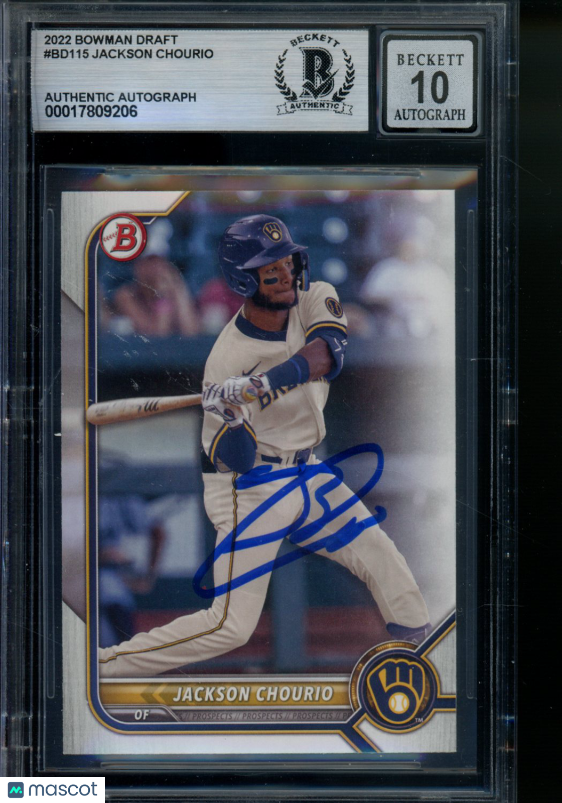 2022 Bowman Draft Jackson Chourio #BD115 Baseball BGS Authentic