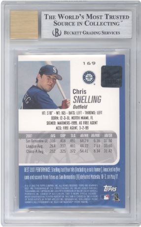 2002 Bowman's Best Chris Snelling AU A #169 Baseball Auto BGS 9/10