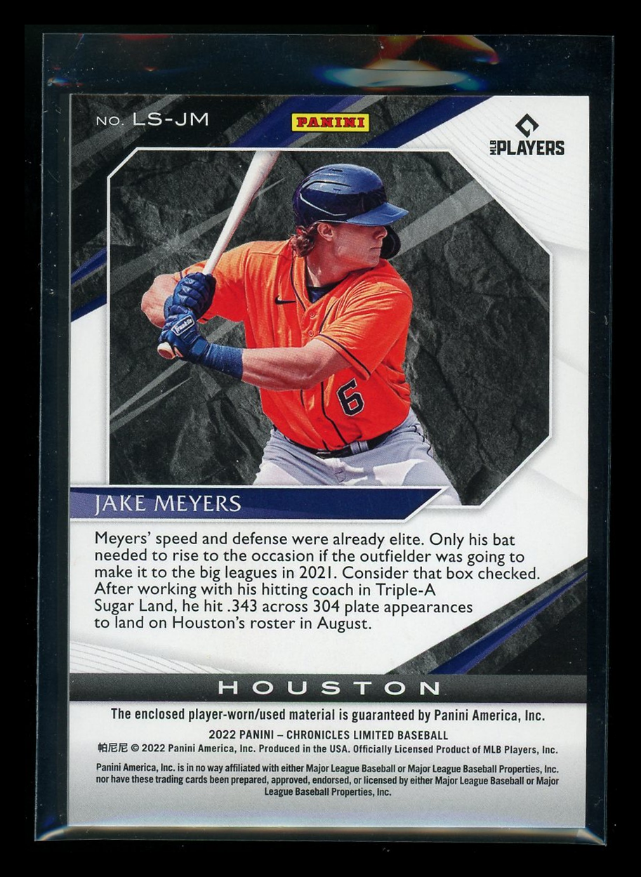 2022 Panini Chronicles Limited Jake Meyers #LS-JM Player-worn patch RC Baseball
