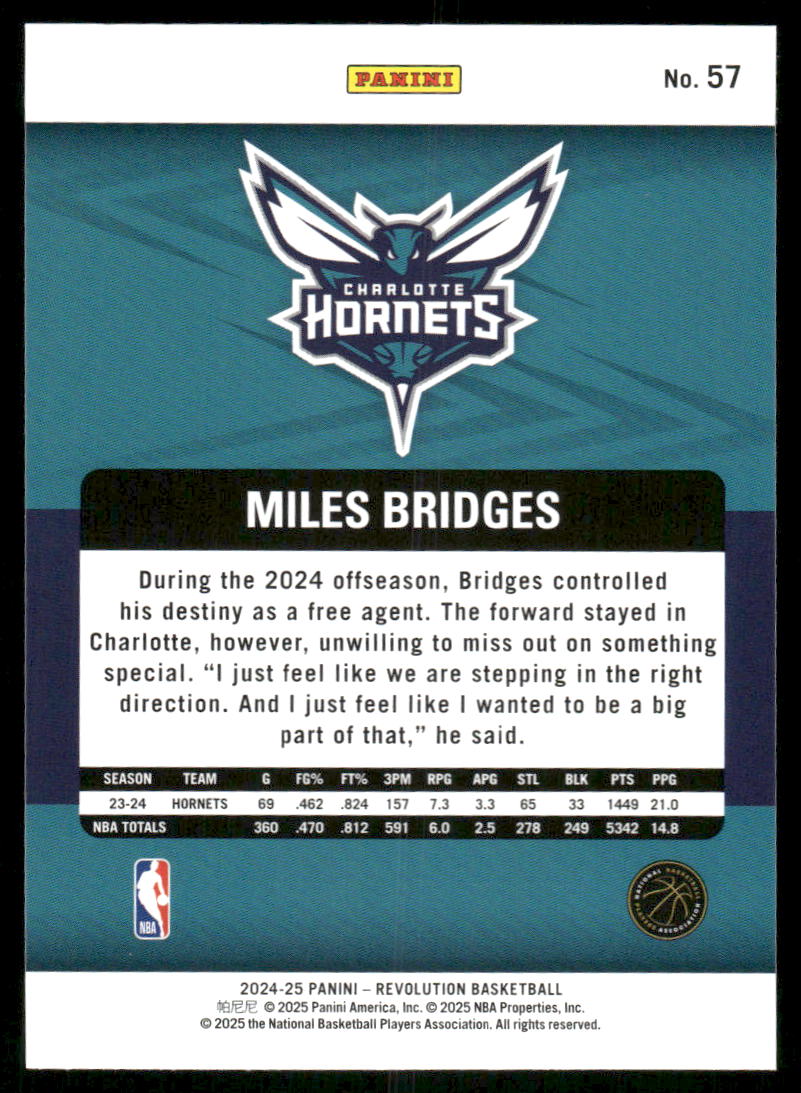 2024-25 Panini Revolution Miles Bridges #57 Basketball