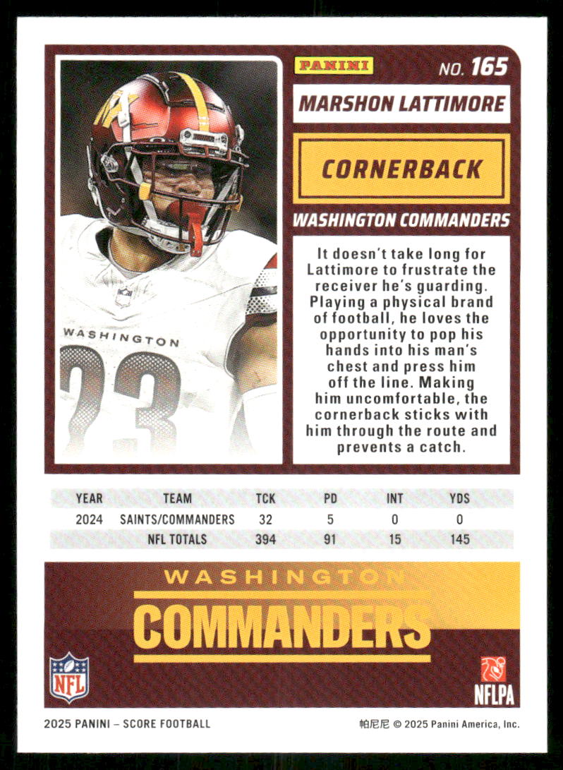 2025 Score A Treat Marshon Lattimore #165 Football