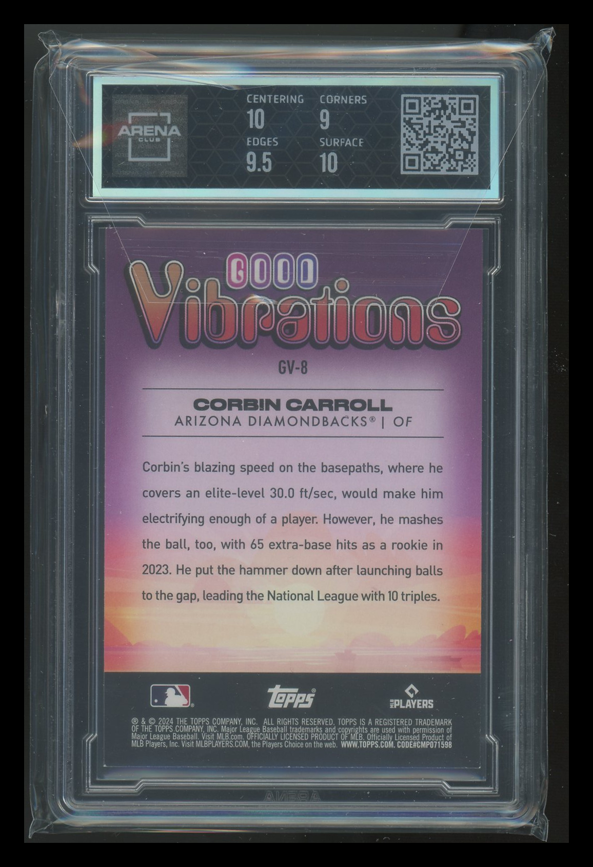 2024 Topps Big League Good Vibrations Corbin Carroll #GV-8 Arena Club 9.5