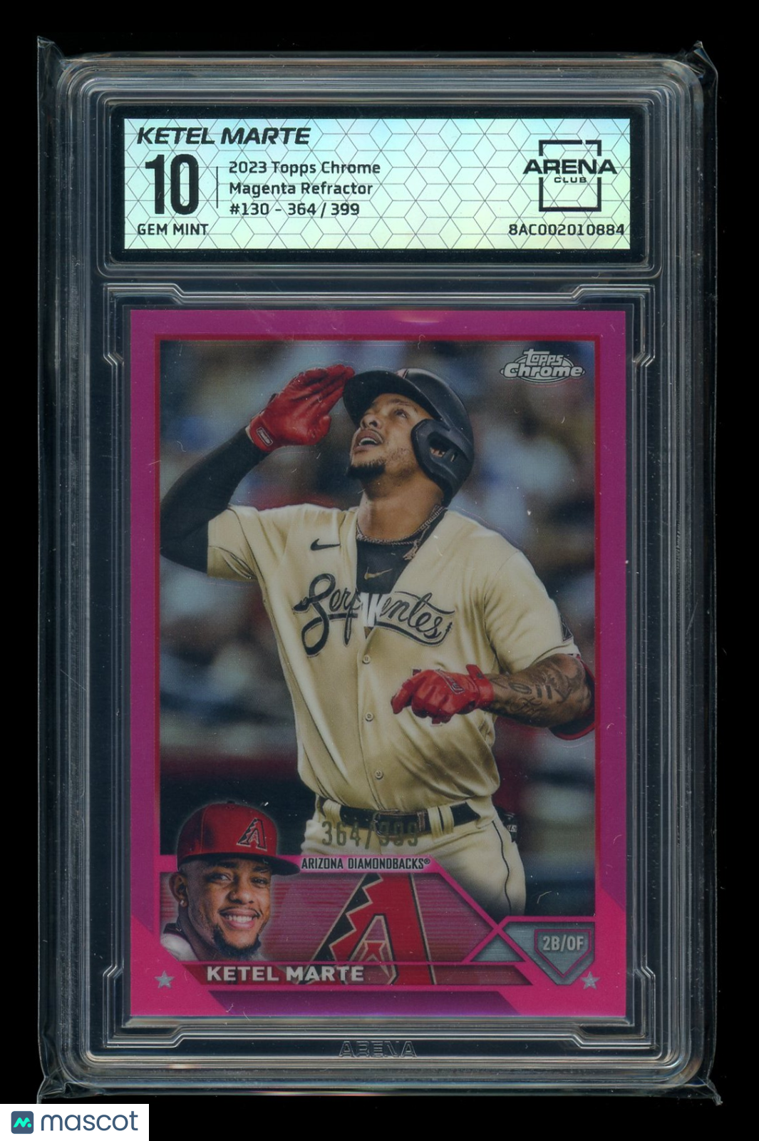 2023 Topps Chrome Magenta Refractor Ketel Marte #130 364/399 Arena Club 10