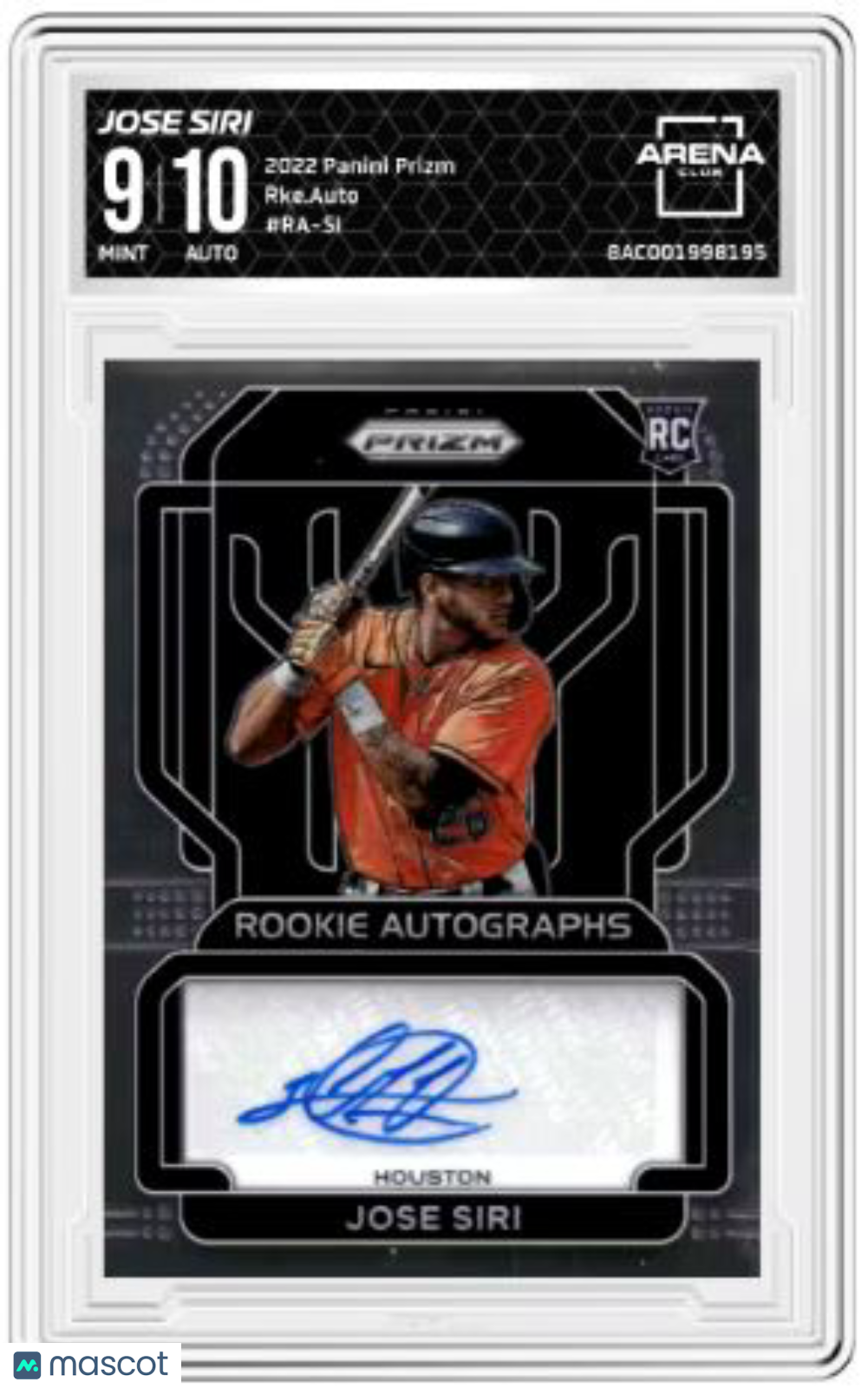 2022 Panini Prizm Jose Siri #RA-SI Rookie Auto RC Baseball Arena Club 9