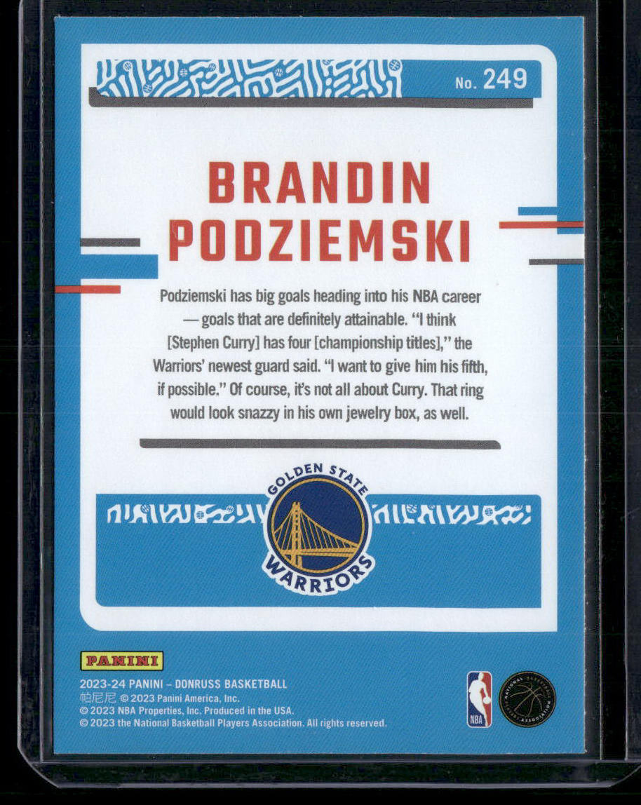 2023 Panini Donruss Basketball Brandin Podziemski #249 Rated Rookie Red Prizm