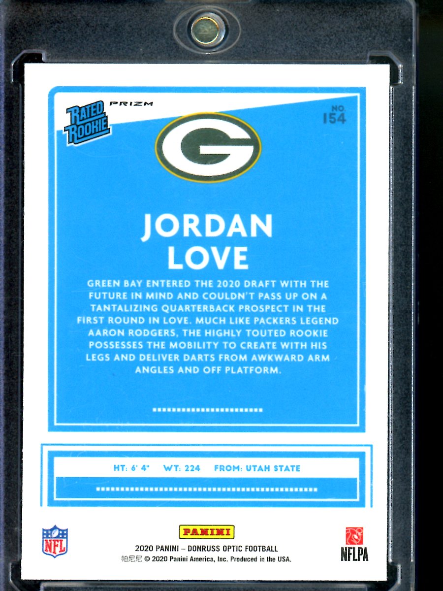 2020 Panini Donruss Optic Jordan Love #154 Prizm Rated Rookie Football