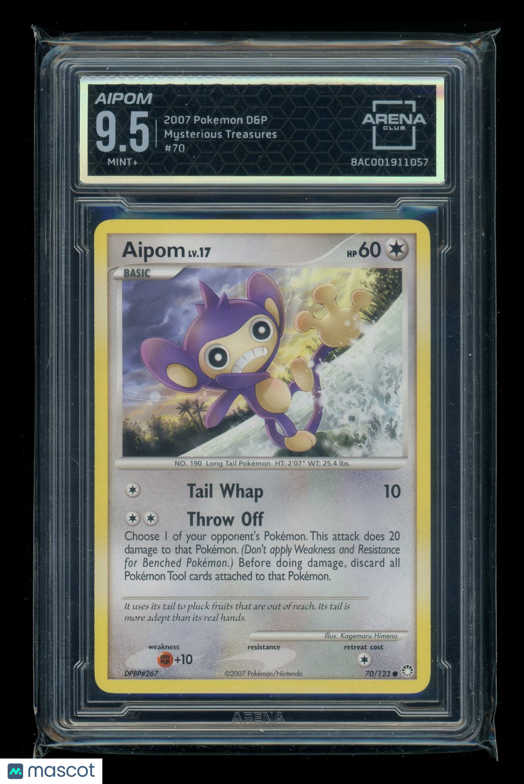 Aipom #70/123 Arena Club 9.5 2007 Pokemon D&P Mysterious Treasures