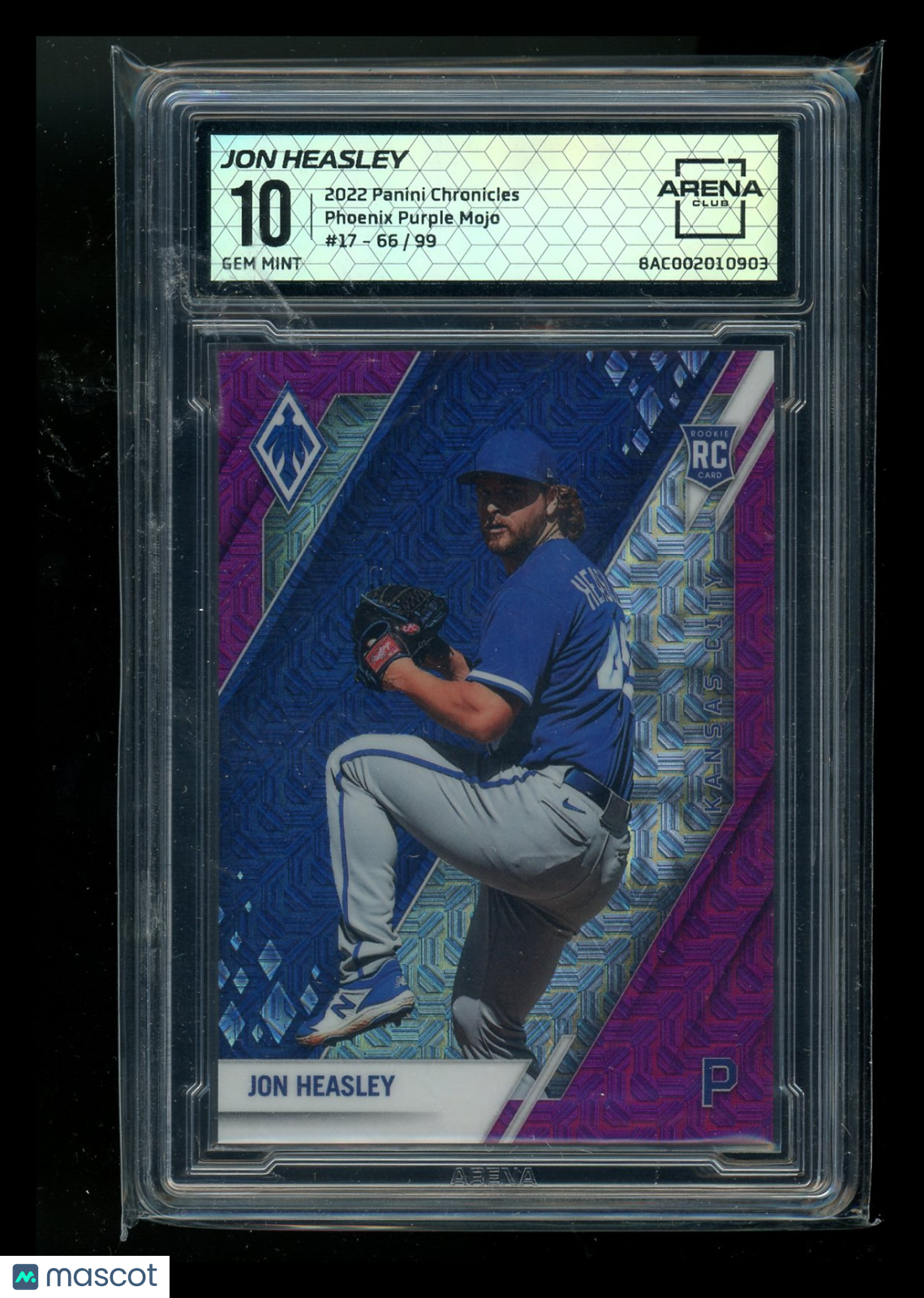 2022 Panini Chronicles Phoenix Mojo Jon Heasley #17 Purple RC 66/99 AC 10