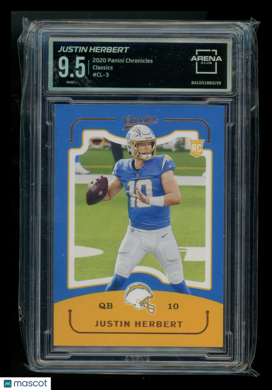 2020 Panini Chronicles Classics Justin Herbert #CL-3 RC Football Arena Club 9.5