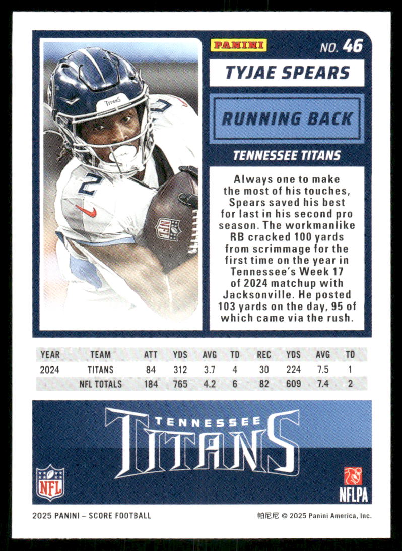 2025 Score a Treat Tyjae Spears #46 Football