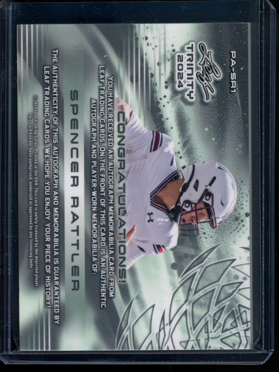 2024 Leaf Trinity Spencer Rattler #PA-SR1 Autograph Patch RC 39/49 Football