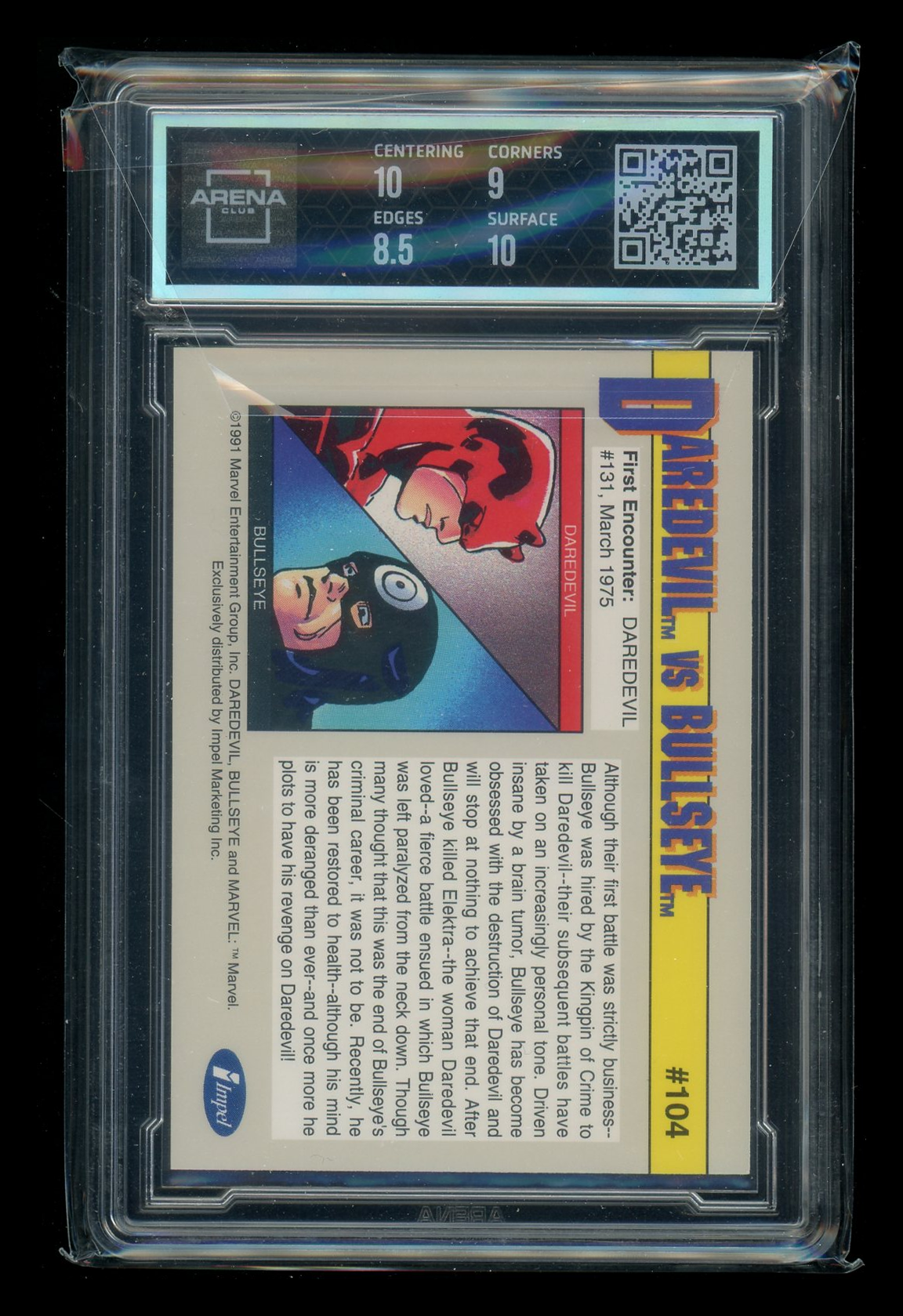 1991 Impel Marvel Universe Bullseye Daredevil #104 Arena Club 9