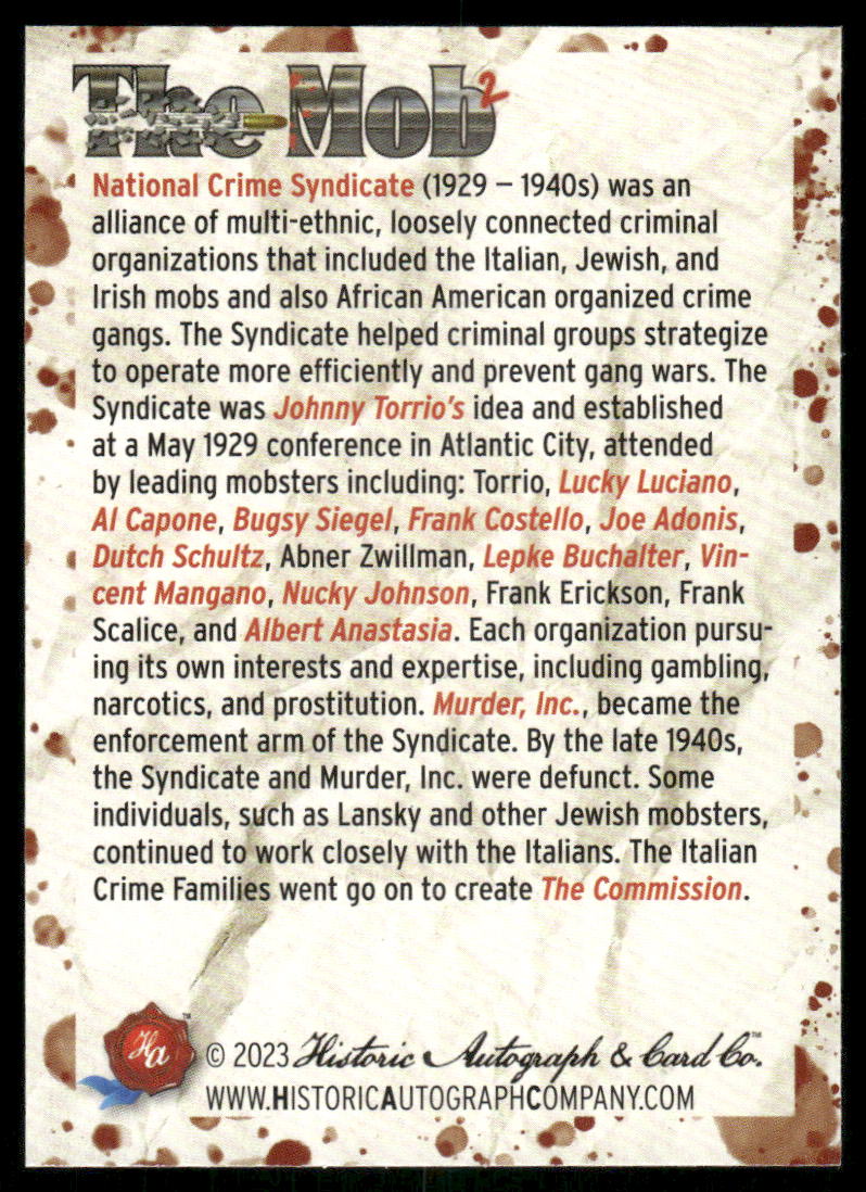 2023 Historic Autograph Company The Mob National Crime Syndicate #97